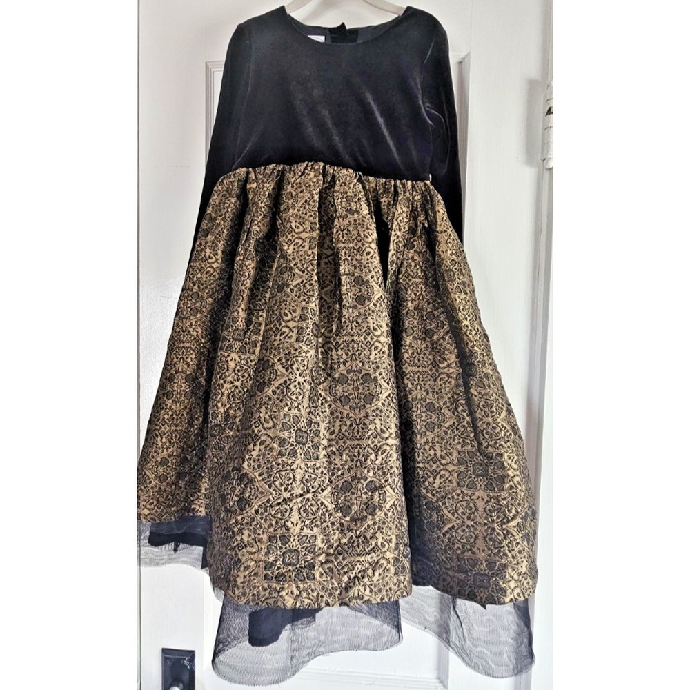 Vtg Talbots kids dress silk black velvet top silk full tulle skirt Sz‎ 6